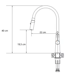 Quadri Preston Kitchen Mixer Tap Stainless Steel with 2-Mode Flexible Beige Spout 1208967661