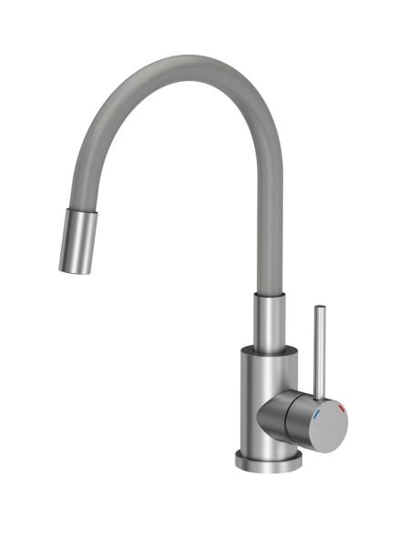 Quadri Bristol Kitchen Mixer Tap Stainless Steel with Flexible Grey Spout 1208967663