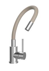 Quadri Bristol Kitchen Mixer Tap Stainless Steel with Flexible Beige Spout 1208967664