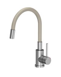 Quadri Bristol Kitchen Mixer Tap Stainless Steel with Flexible Beige Spout 1208967664