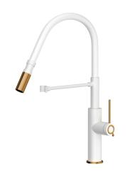 Quadri Retford Kitchen Mixer Tap White with Copper Finish and Flexible White Spout 1208967673