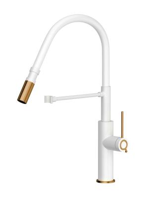 Quadri Retford Kitchen Mixer Tap White with Copper Finish and Flexible White Spout 1208967673