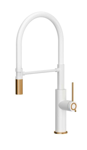 Quadri Retford Kitchen Mixer Tap White with Copper Finish and Flexible White Spout 1208967673