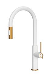 Quadri Retford Kitchen Mixer Tap White with Copper Finish and Detachable Spout with Spray Function 1208967675