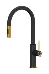 Quadri Retford Kitchen Faucet Black with Gold Finish and Pull-Out Spout with Spray Mode 1208967677