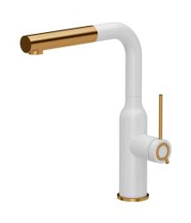 Quadri Stamford Kitchen Mixer Tap White with PVD Copper Finish and Removable Spout 1208967687