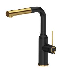 Quadri Stamford Kitchen Mixer Tap Black with PVD Gold Finish and Removable Spout 1208967688