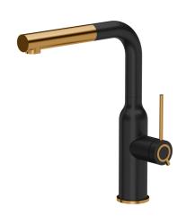 Quadri Stamford Kitchen Mixer Tap Black with PVD Copper Finish and Pull-Out Spout 1208967689