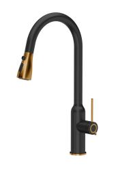 Quadri Stamford Kitchen Mixer Tap Black with PVD Copper Finish with Pull-Out Spout and Spray Mode 1208967695