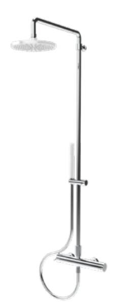 Waterevolution Flow thermostatic shower combination with rain shower matte white 200mm T141TNBR