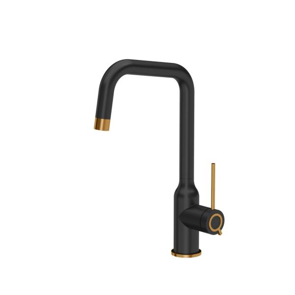 Quadri Stamford Kitchen Faucet Black with PVD Copper Finish with Swivel Angular Spout 1208967701