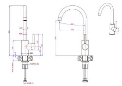 Quadri York Kitchen Faucet Glossy Black with Swivel Spout - 1208967715