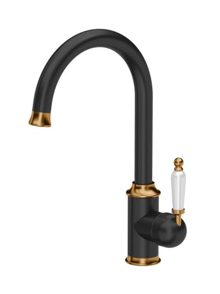 Quadri Workshop Classic Nostalgic Black with PVD Copper Finish Kitchen Faucet with Ceramic Handle 1208967723