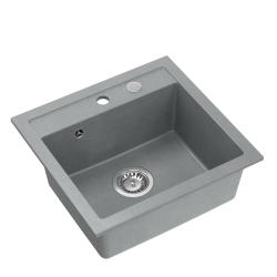 Quadri London Granite Grey Sink 50x47cm with Tap Hole Surface Mounted - 1208967727