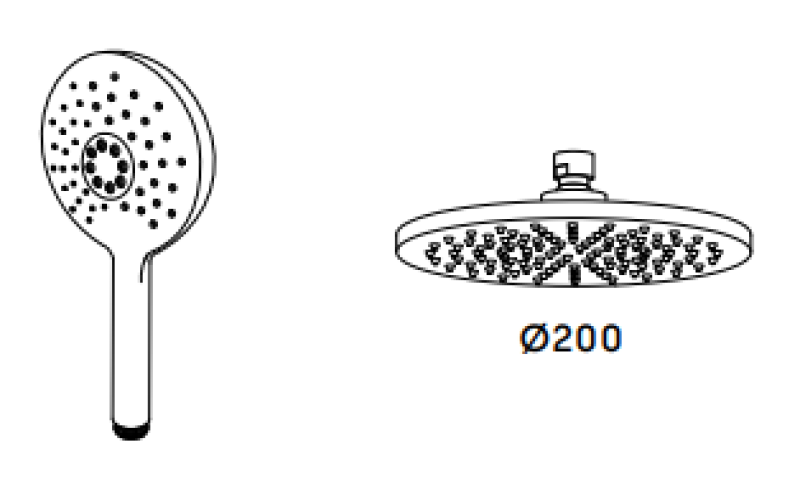 Waterevolution Flow thermostatic shower combination with rain shower brass natural 200mm round T141TNRLE
