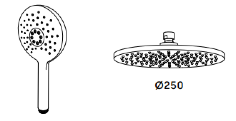 Waterevolution Flow thermostatic shower combination with rain shower matte white 250mm round T141TNR25BR