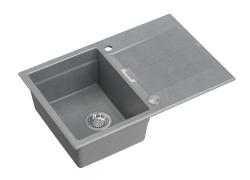 Quadri Minton Granite Top-Mount Grey Sink 76x50cm with Reversible Drainer and Stainless Steel Plug - 1208967741