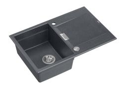 Quadri Minton Granite Top-Mount Anthracite Sink 76x50cm with Reversible Drainer and Stainless Steel Plug - 1208967744