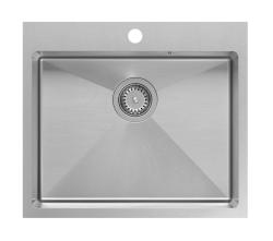 Aquadesign Clara Sink Stainless Steel 55x48cm Top Mount or Flush Mount with Faucet Deck and Stainless Steel Plug - 1208967756