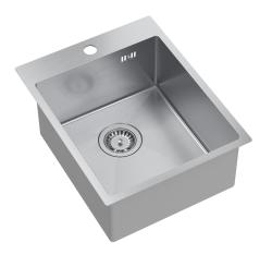 Aquadesign Clara Sink Stainless Steel 40x50cm Topmount or Flushmount with Faucet Deck and Stainless Steel Plug - 1208967757