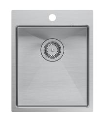 Aquadesign Clara Sink Stainless Steel 40x50cm Topmount or Flushmount with Faucet Deck and Stainless Steel Plug - 1208967757