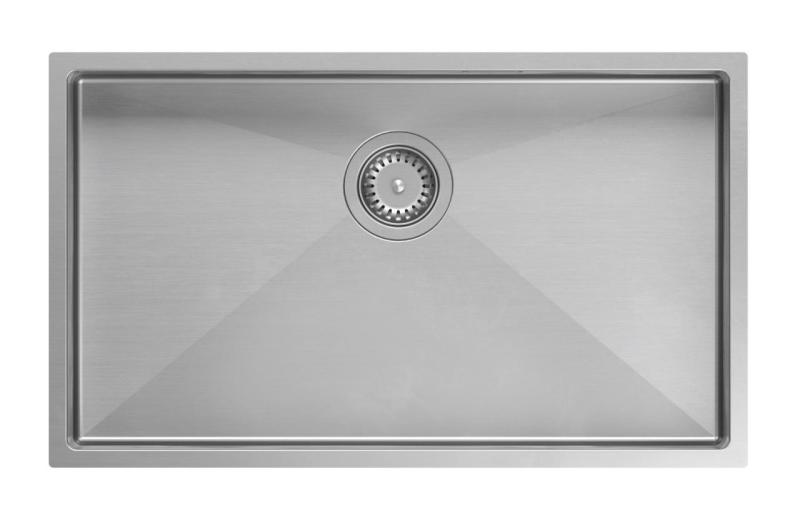 Aquadesign Zara Stainless Steel Sink 74x44cm Undermount, Flush Mount and Top Mount with Stainless Steel Plug - 1208967758