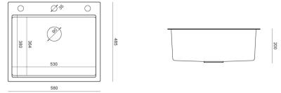 Aquadesign Vesta Stainless Steel Sink 580x485cm Top-Mount and Flush-Mount with Faucet Deck, including Stainless Steel Plug and Accessories - 1208967763