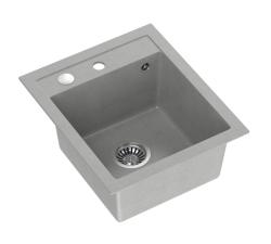 Quadri London Granite Grey Sink 43x50cm with Tap Hole Bench and Stainless Steel Plug - 1208967765