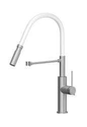 Quadri Retford Kitchen Mixer Tap Stainless Steel with Flexible White Spout 1208967771