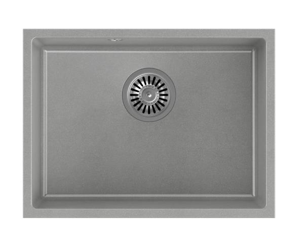 Quadri Elston Grey Granite Undermount Sink 495x360mm with Stainless Steel Plug 1208967773