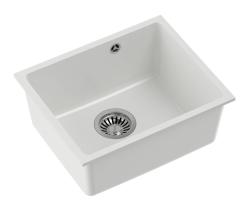 Quadri Elston White Granite Undermount Sink 420x335mm with Stainless Steel Plug 1208967776