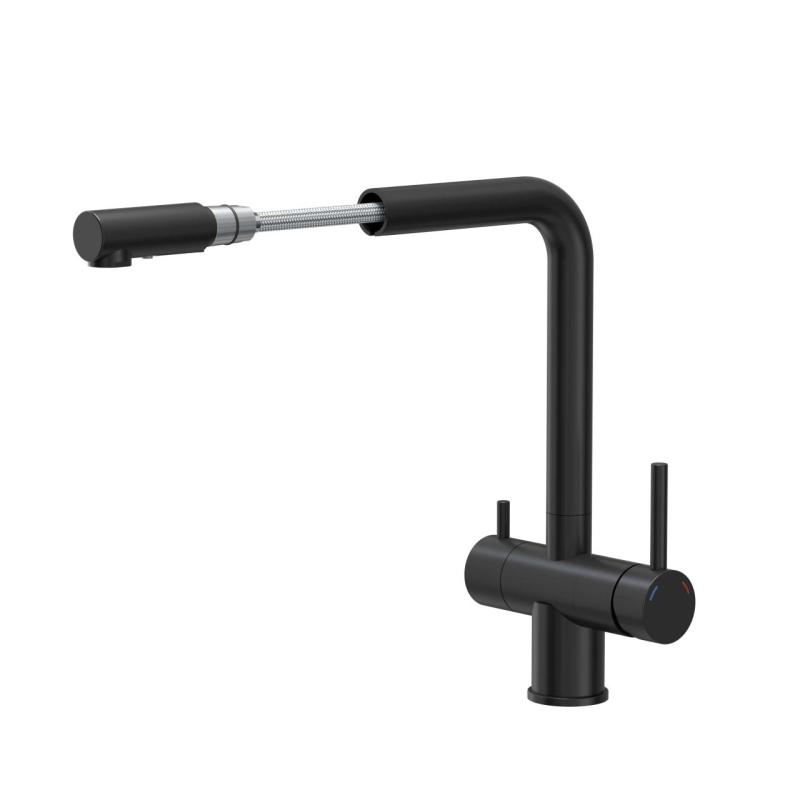 Quadri Ellesmere Kitchen Mixer Tap Black 3-way with an extra connection for filtered water 1208967780