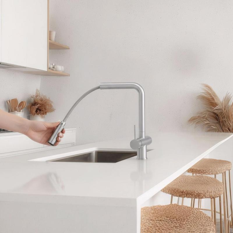 Quadri Ellesmere Kitchen Mixer Tap Stainless Steel 3-way with Extra Connection for Filtered Water 1208967782