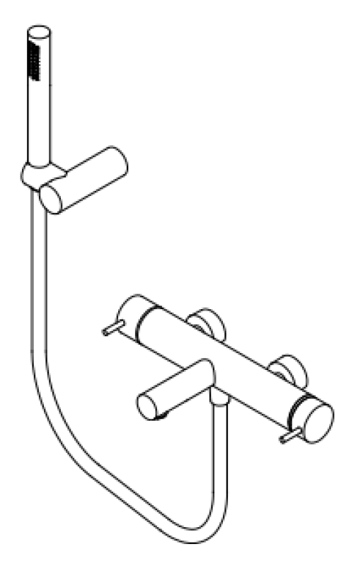 Waterevolution Flow two-way shower mixer with hand shower black T130NPR