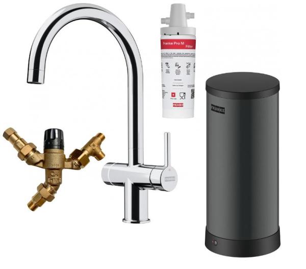 Franke Maris water hub 7L boiler 3-in-1 with Touch electronic boiling water faucet chrome with water hub bypass 1208967853