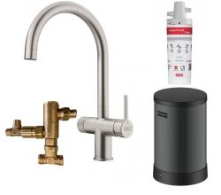 Franke Maris water hub 4L boiler 3-in-1 with Twist mechanical boiling water tap stainless steel with water hub mixer set 1208967858