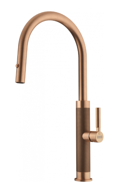 Franke Mythos Masterpiece Kitchen Faucet Copper with J-Spout and Pull-Out Spray - 115.0711.557