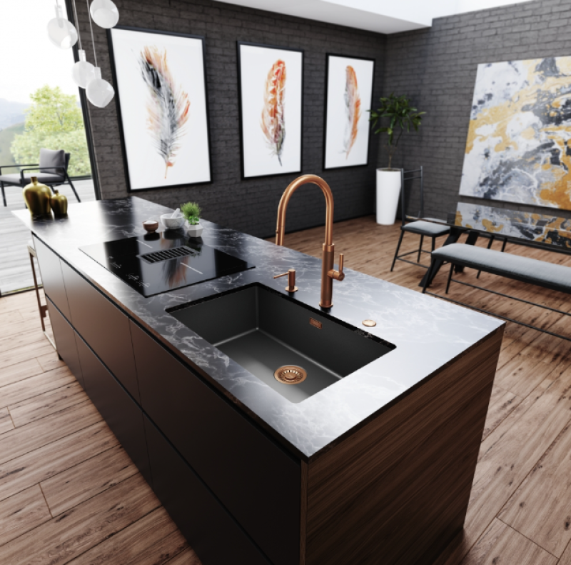 Franke Mythos Masterpiece Kitchen Faucet Copper with J-Spout and Pull-Out Spray - 115.0711.557