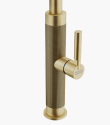 Franke Mythos Masterpiece Kitchen Faucet Gold with J-Spout and Pull-Out Spray - 115.0711.558