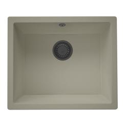 GraniteMy Universal Taupe Granite Sink 50x40 cm for top mount, undermount, and flush mount with gun metal plug - 1208967910