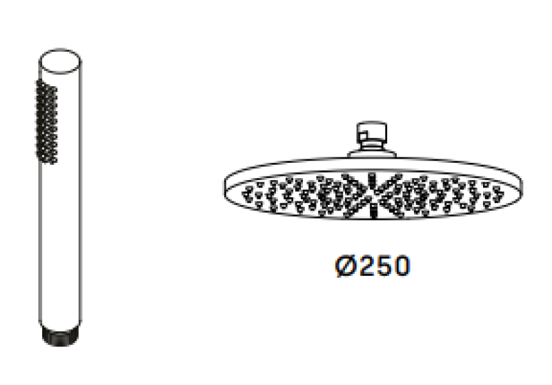 Waterevolution Flow three-way shower mixer with hand and overhead shower Black 250 mm T131N25PR