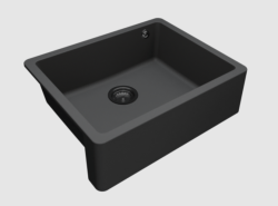 GraniteMy Tradition Country Sink Granite Sink 60x48 cm Black Undermount and Flush Mount with Black Plug 1208967936