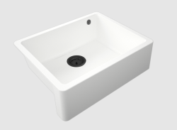 GraniteMy Tradition Country Sink Granite Washbasin 60x48 cm White Undermount and Flush Mount with Black Plug 1208967940