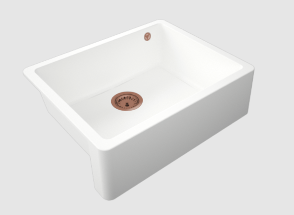 GraniteMy Tradition Country Sink Granite Basin 60x48 cm White Undermount and Flush Mount with Copper Plug 1208967942