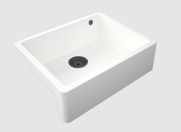 GraniteMy Tradition Country Sink Granite Sink 60x48 cm White Undermount and Flush Mount with Gun Metal Plug 1208967944