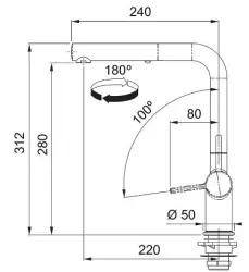 Franke Active L Kitchen Faucet Onyx with Pull-Out Hand Shower 115.0653.384