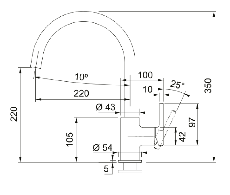 Franke Lina XL Kitchen Mixer Tap Stone Grey with Swivel Spout 115.0626.022