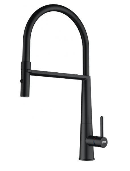 Franke Icon Single-Lever Kitchen Faucet with Flexible Hand Shower, Black 115.0690.598