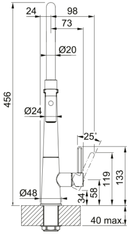 Franke Icon Einhebel-Küchenarmatur mit Flexibler Handbrause, Schwarz 115.0690.598
