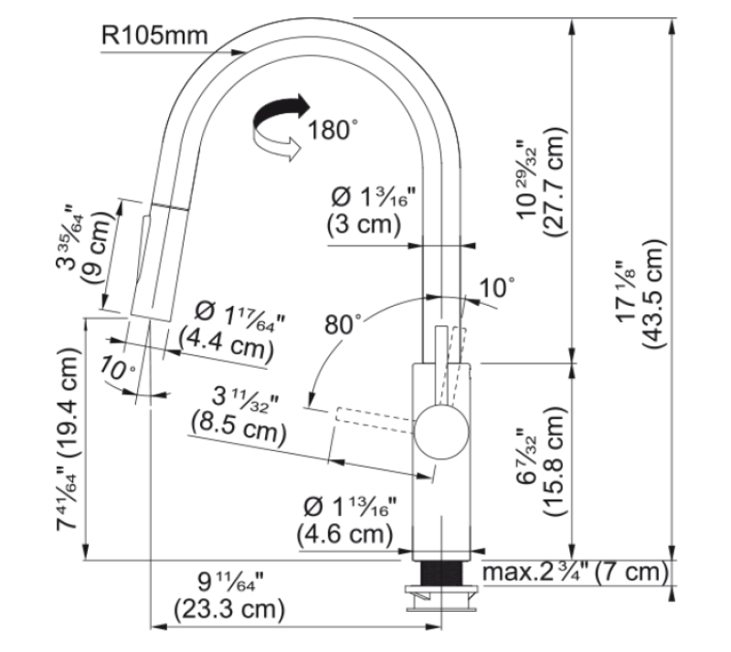 Franke Pescara J Single-Lever Mixer Tap Black with Pull-Out Spout and Spray Function 115.0575.968